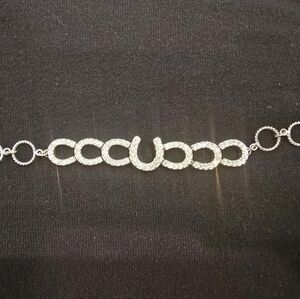 Montana Silversmiths Silver Crystal Horseshoe Link Bracelet with Sparkle